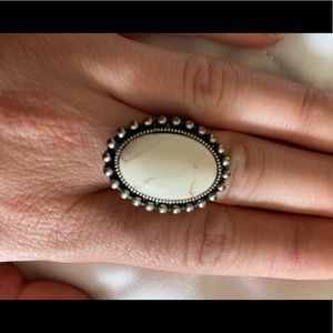 Adjustable white buffalo ring